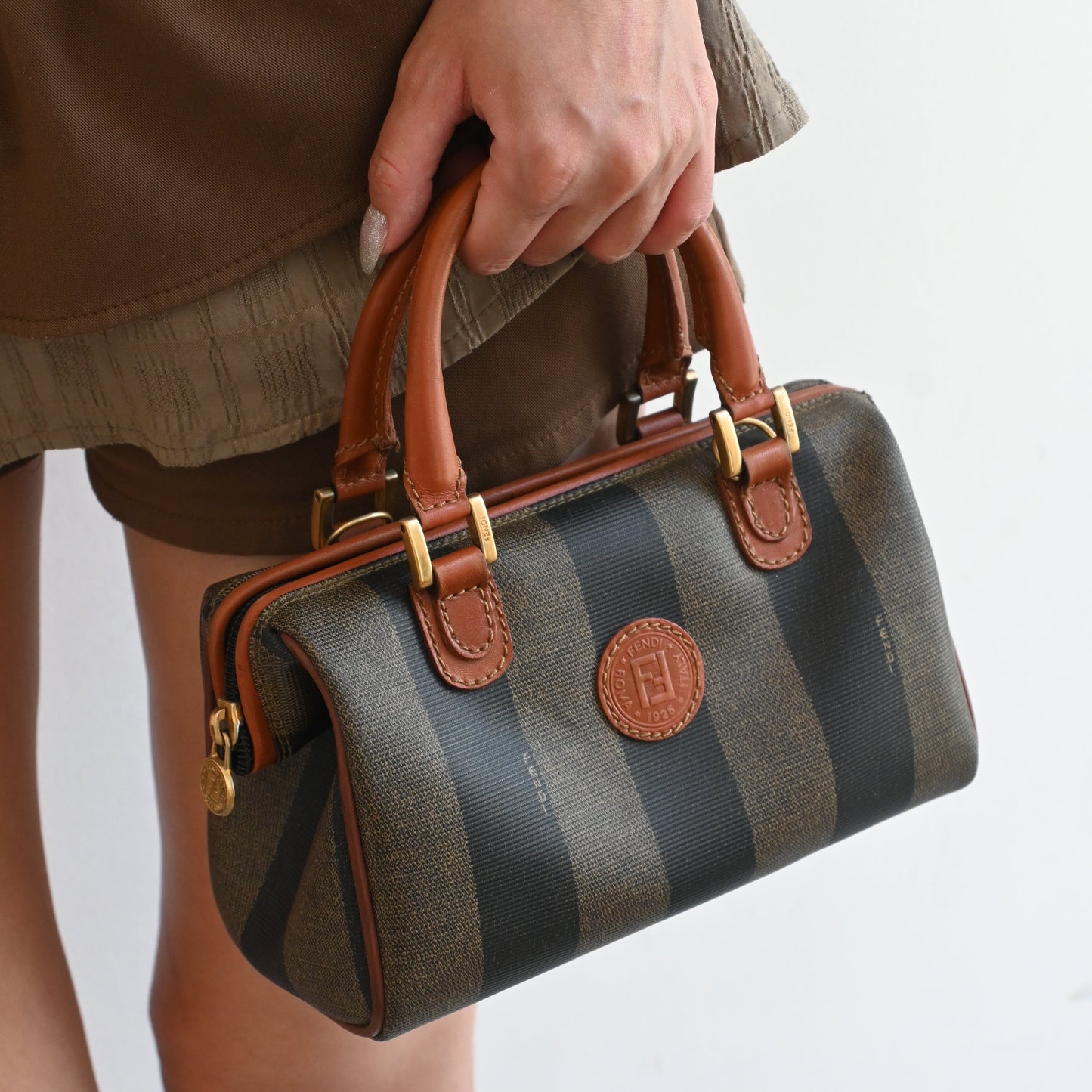 Fendi Pequin Handbag Mini Boston