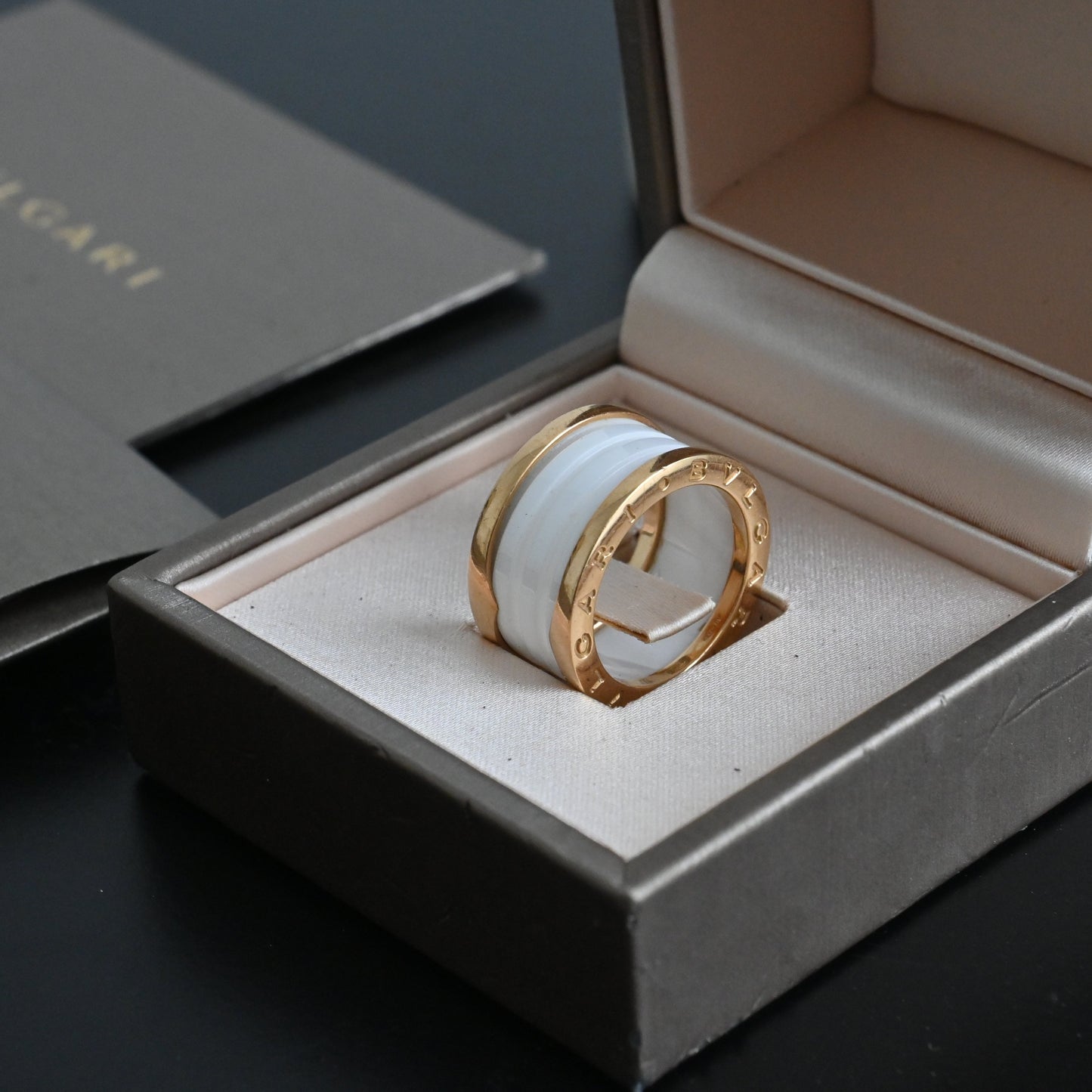 Bvlgari B. Zero 4-Band White Ceramic 18k YG Ring