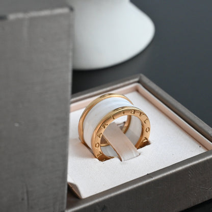 Bvlgari B. Zero 4-Band White Ceramic 18k YG Ring