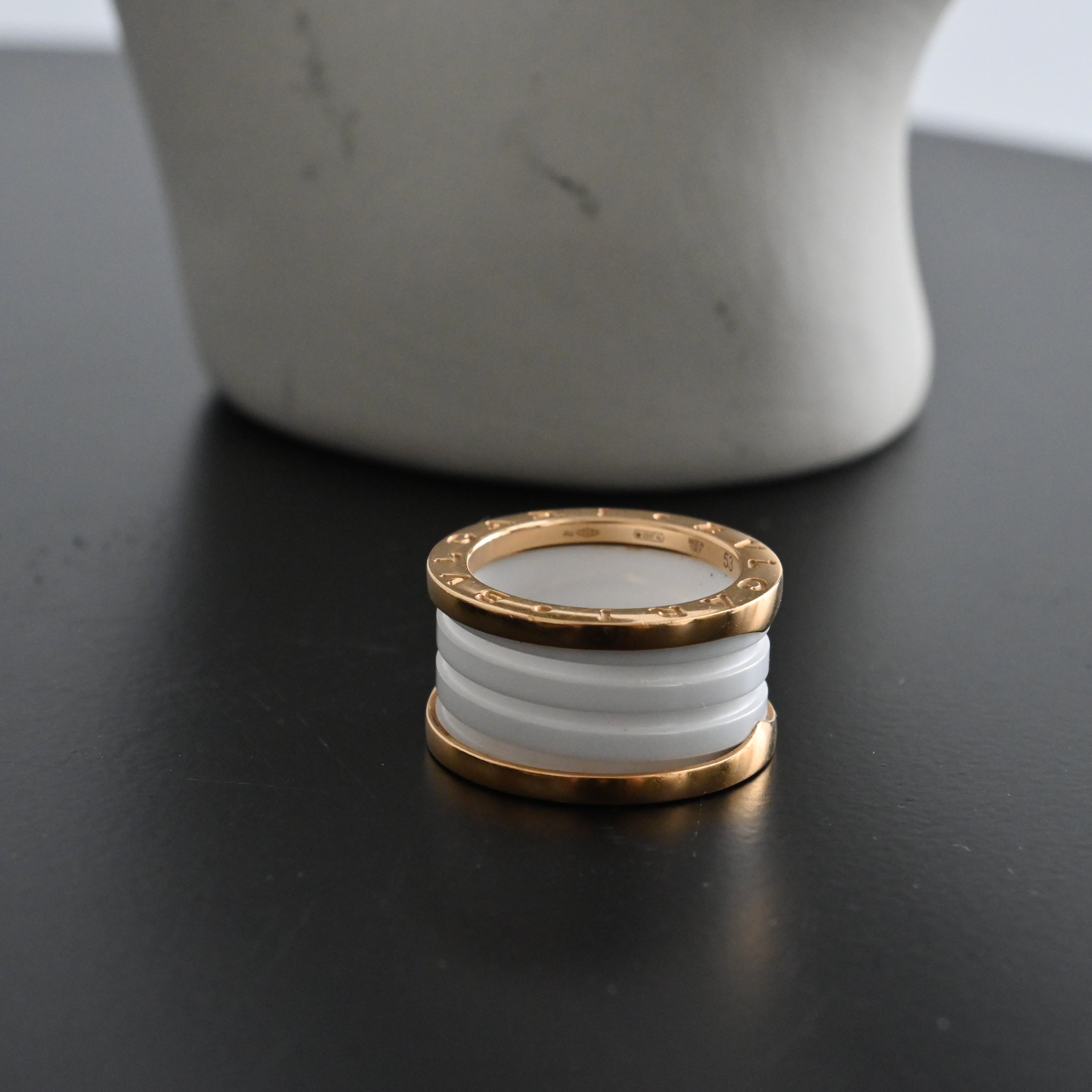 Bvlgari B. Zero 4-Band White Ceramic 18k YG Ring