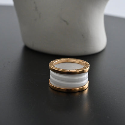 Bvlgari B. Zero 4-Band White Ceramic 18k YG Ring