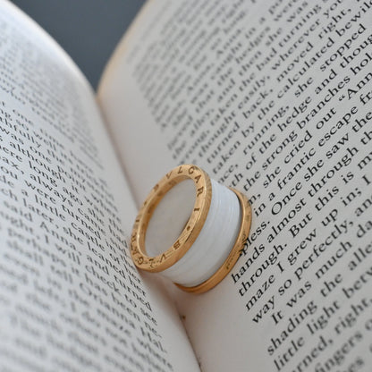 Bvlgari B. Zero 4-Band White Ceramic 18k YG Ring