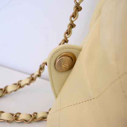 Chanel 22 Backpack Shiny Calfskin Light Yellow Brushed