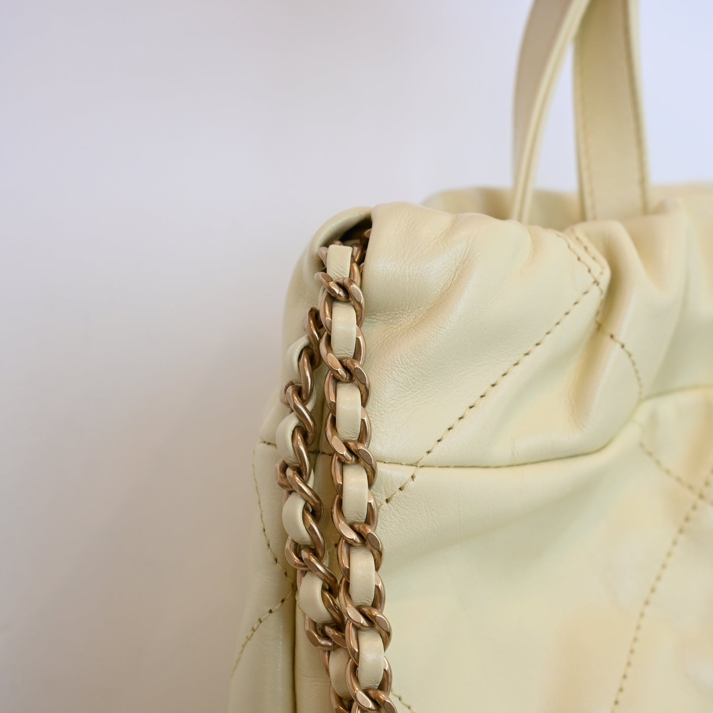 Chanel 22 Backpack Shiny Calfskin Light Yellow Brushed