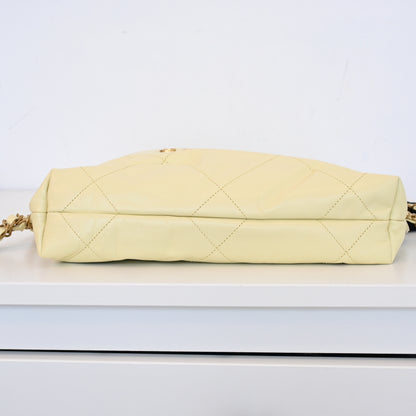 Chanel 22 Backpack Shiny Calfskin Light Yellow Brushed