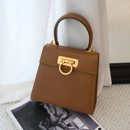 Salvatore Ferragamo Small Gancini Kelly Milk Tea