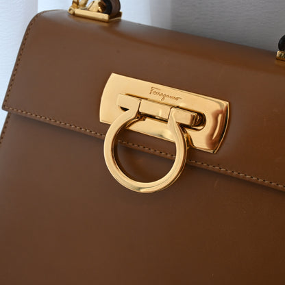 Salvatore Ferragamo Small Gancini Kelly Milk Tea