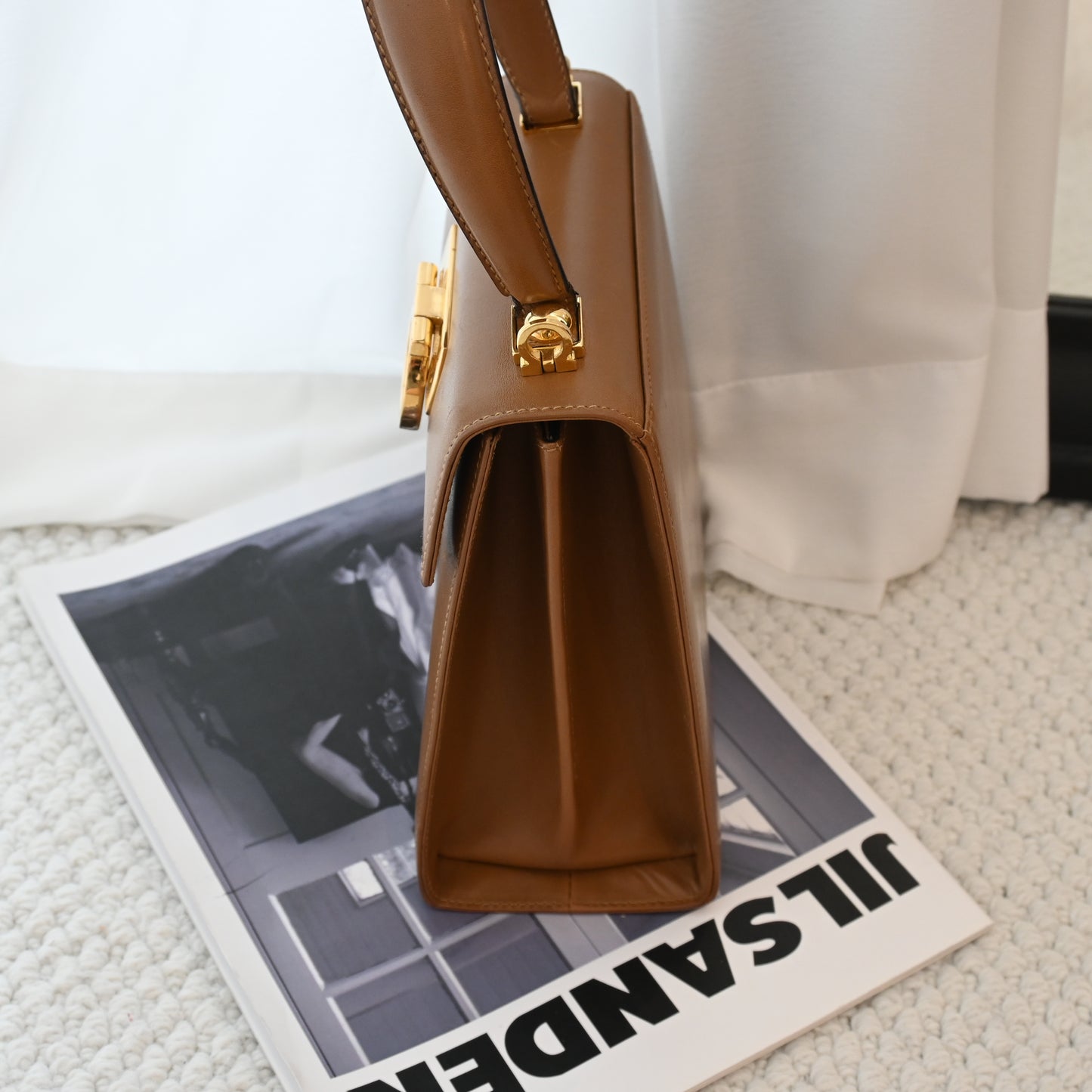 Salvatore Ferragamo Small Gancini Kelly Milk Tea