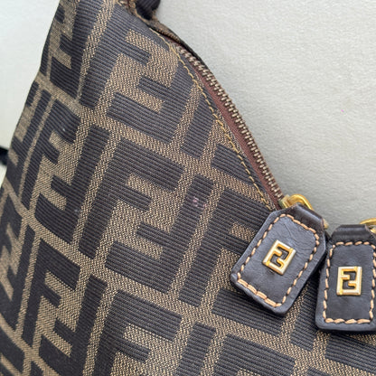 Fendi Zucca Monogram Double Zipper Hobo