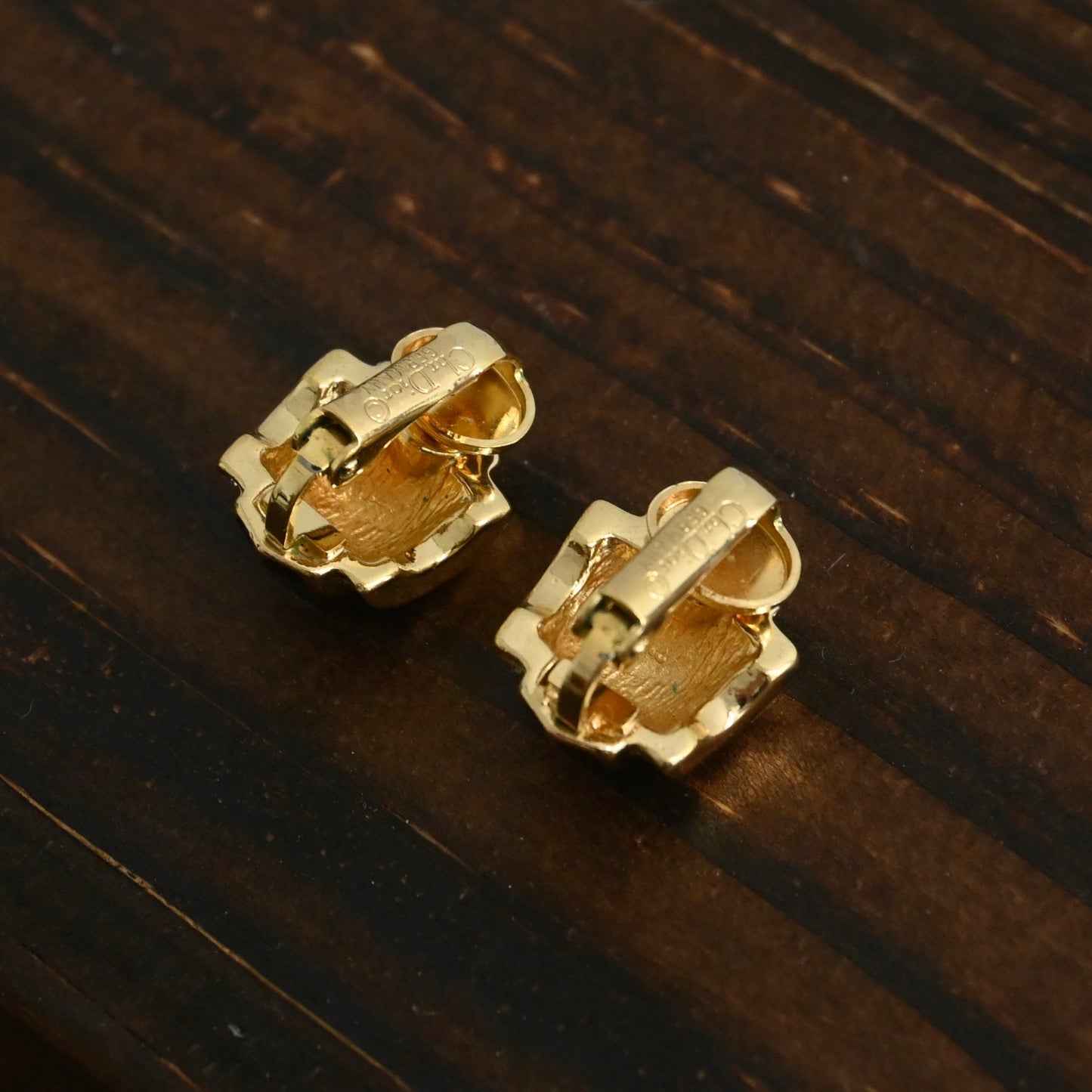 Christian Dior Gold Tone Crystal Enamel Clip
