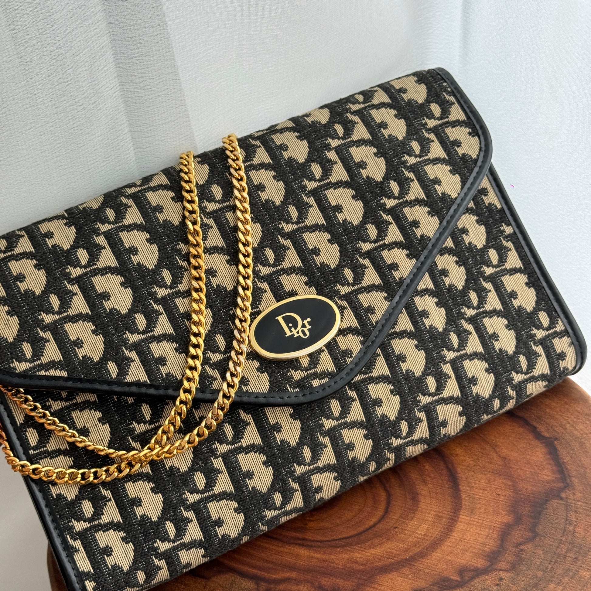 Dior Vintage Monogram Chain Shoulder Bag - Leluxe Vintage Sdn. Bhd.