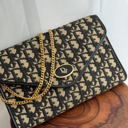 Dior Vintage Monogram Chain Shoulder Bag - Leluxe Vintage Sdn. Bhd.