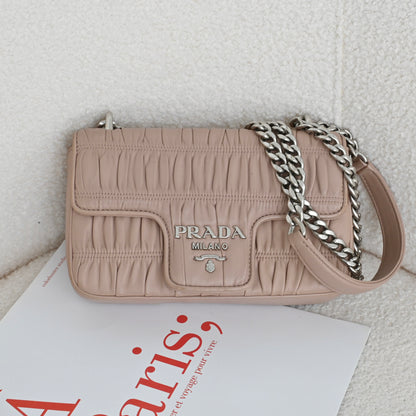 Prada Dusty Pink Gaufre Chain Flap Bag