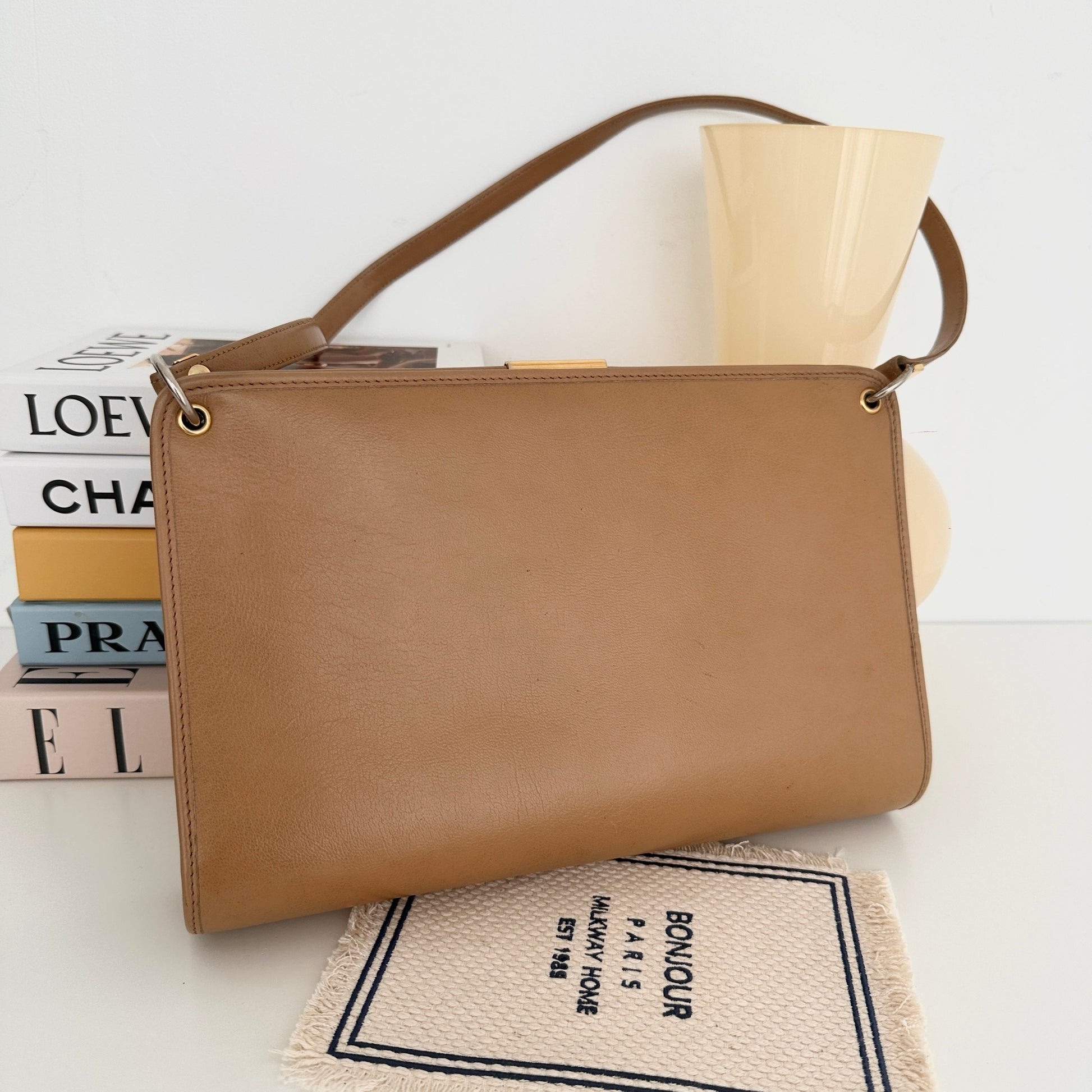 Christian Dior Leather Shoulder Bag Beige - Leluxe Vintage Sdn. Bhd.