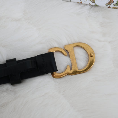 Dior CD logo Belt 70 Leather Black