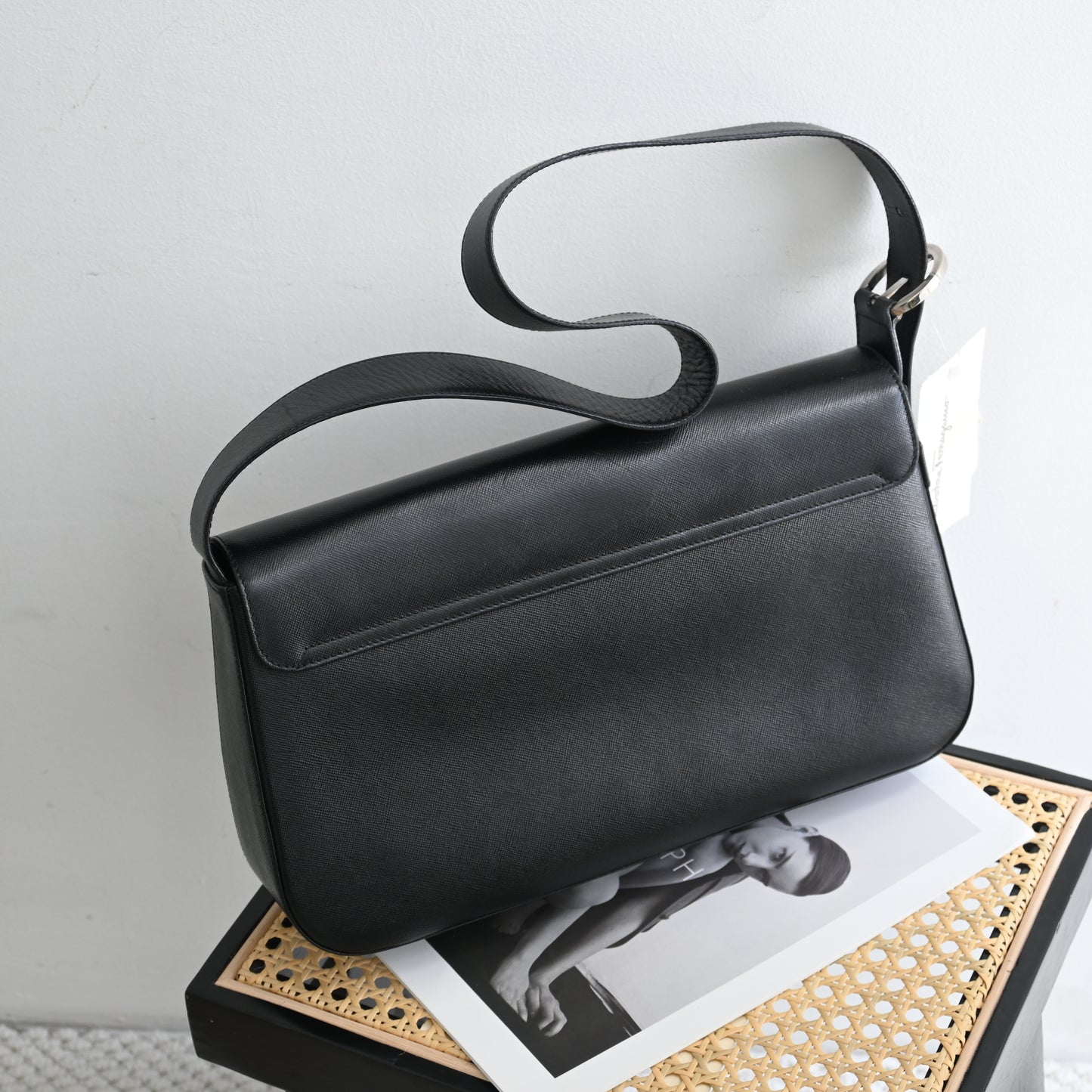 Salvatore Ferragamo Gancini Saffiano Leather Shoulder Bag