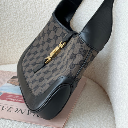 Old Gucci Small Jackie Hobo in Black Monogram