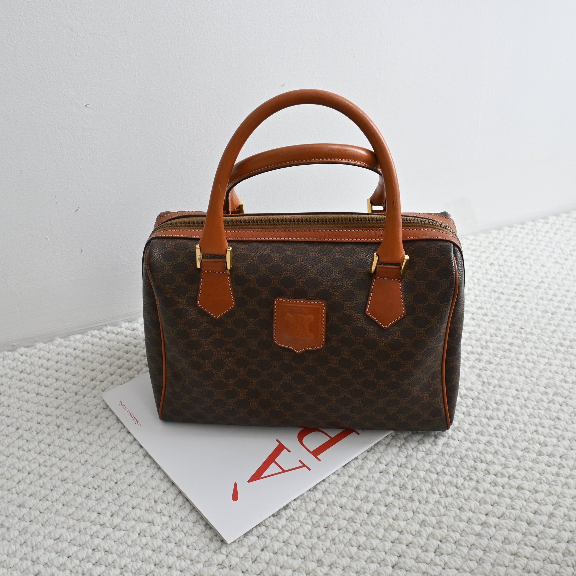 Celine Small Boston in Triomphe Macadam Monogram - Leluxe Vintage Sdn. Bhd.