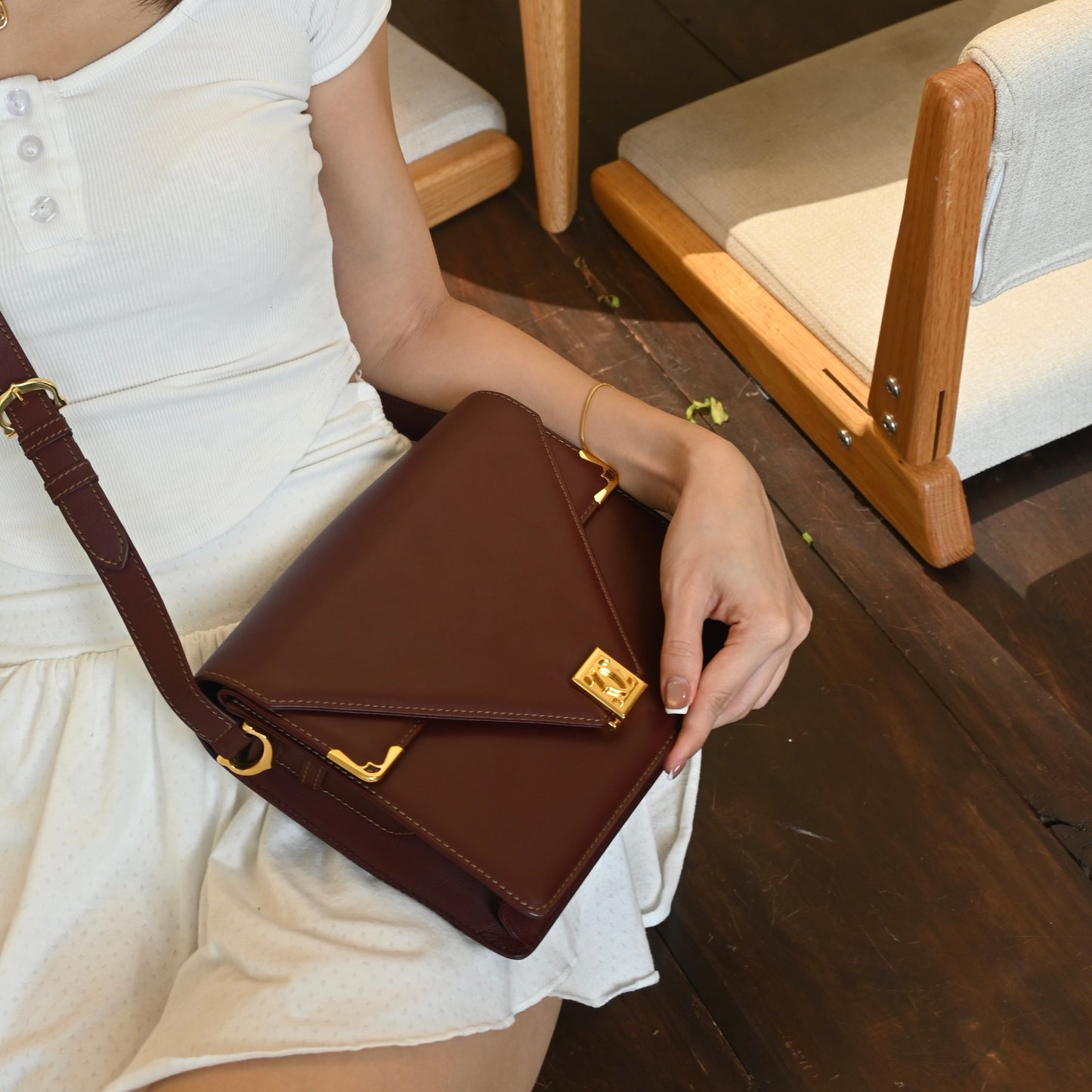 Cartier Must De Cartier Burgundy Envelope Bag