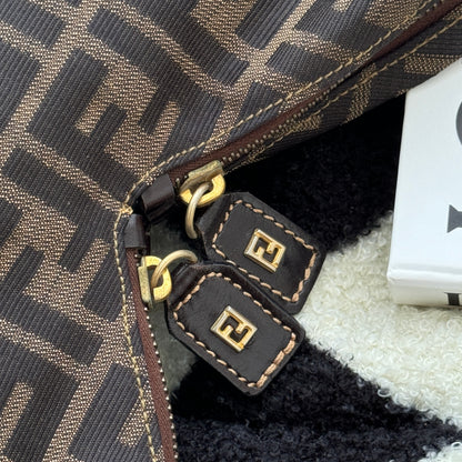 Fendi Zucca Monogram Double Zipper Hobo