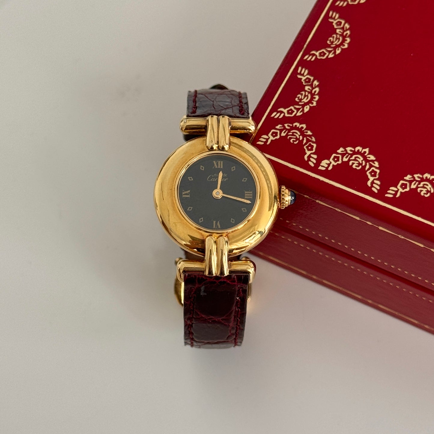 Must de Cartier Vermeil Gold Plated Black Dial