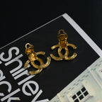 Chanel Coco Earclips with Hammered Texture - Leluxe Vintage Sdn. Bhd.
