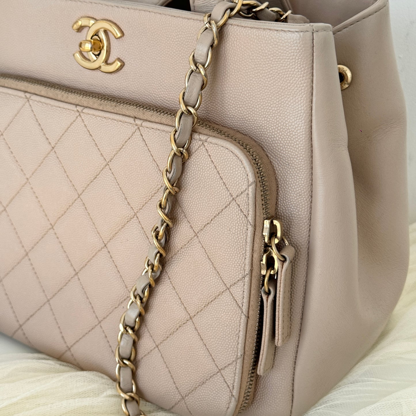 Chanel Beige Caviar Business Affinity Tote