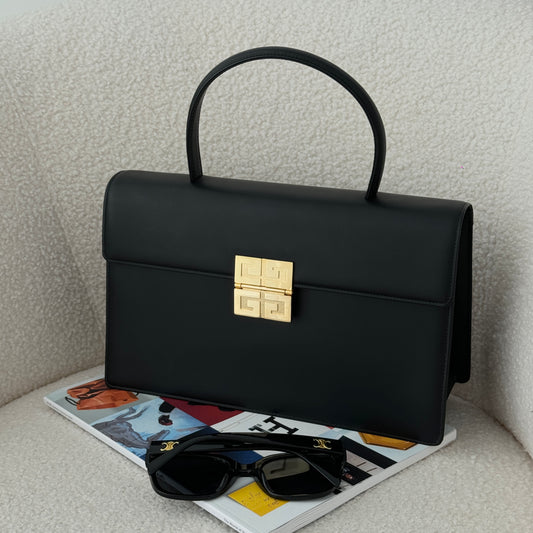 Givenchy Kelly Matte Black Top Handle Vintage Bag