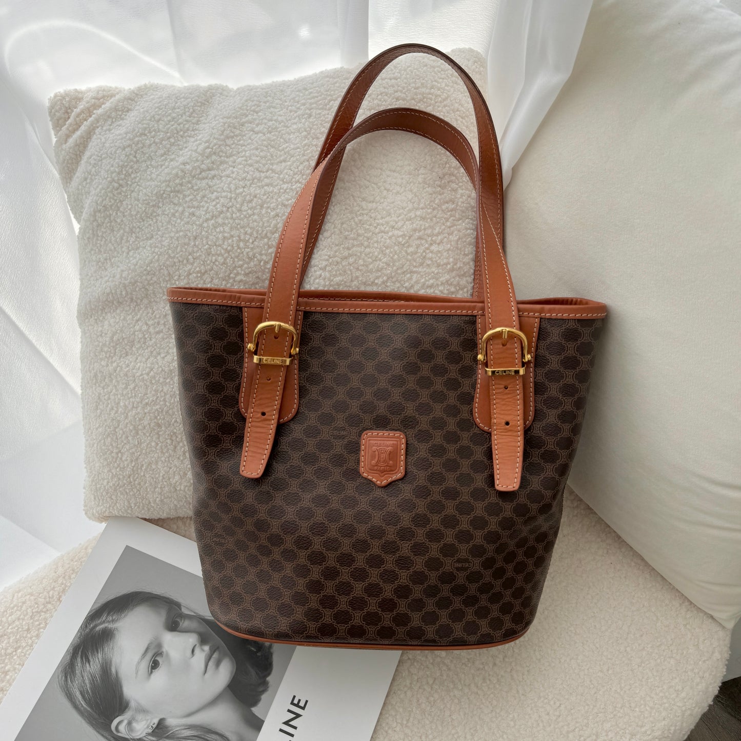 Celine Brown Macadam Triomphe Tote