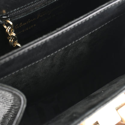 Salvatore Ferragamo Gancini Kelly Small in Embossed Lizard Leather