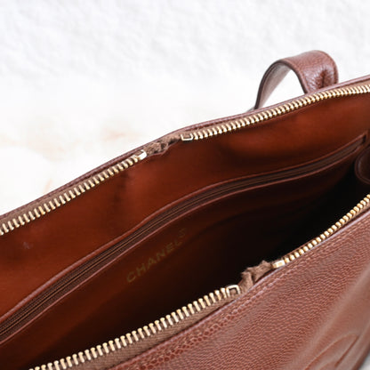 Chanel Timeless Caviar Brown Tote with Gold Ball