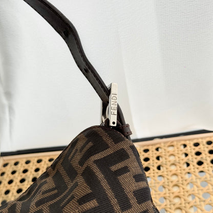 Fendi Zucca Canvas Baguette Shoulder Bag