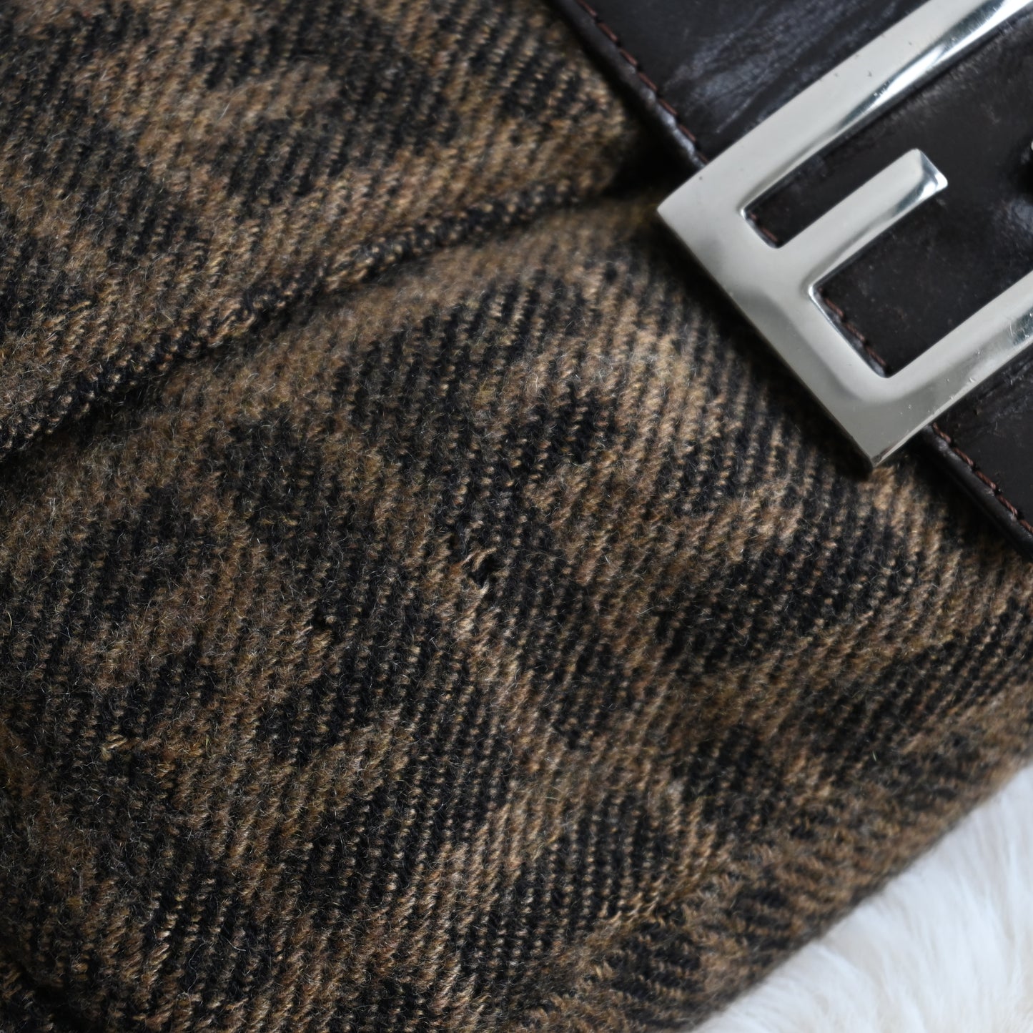Fendi Zucca Baguette Wool Brown Monogram