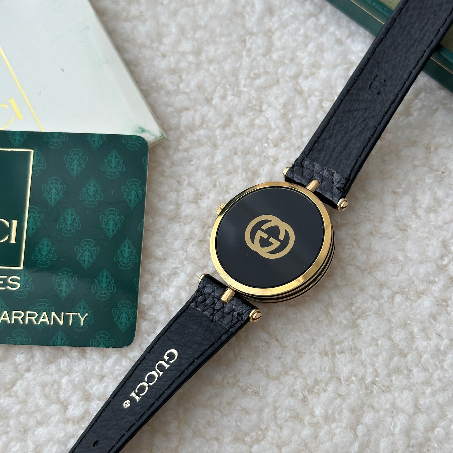 Gucci 2000l Gold Plated Black Dial Watch