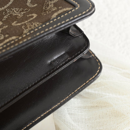 Celine Horse Carriage Brown Macadam Cloth Shoulder Bag