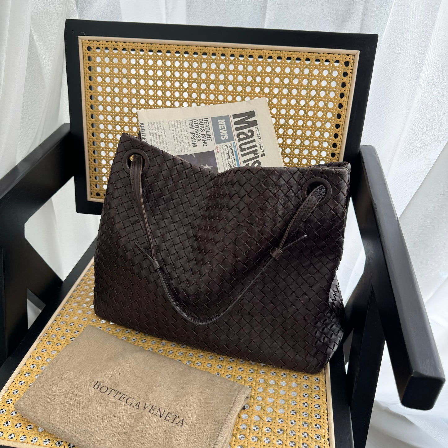 Bottega Veneta Intrecciato Shoulder Bag Dark Brown