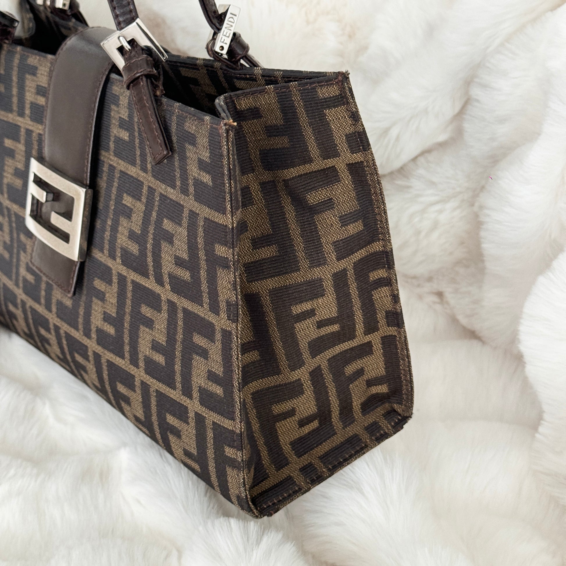 Fendi Zucca Monogram Double Strap Shoulder Bag – Leluxe Vintage