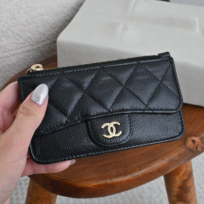 Chanel Caviar Classic Flap Zipped Cardholder