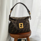 Fendi Zucca Monogram Shoulder Bag with FF Logo Buckle - Leluxe Vintage Sdn. Bhd.