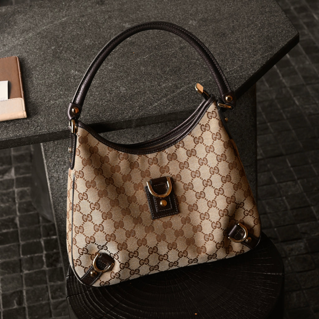 Gucci Abbey Canvas D Ring Hobo Bag - Leluxe Vintage Sdn. Bhd.