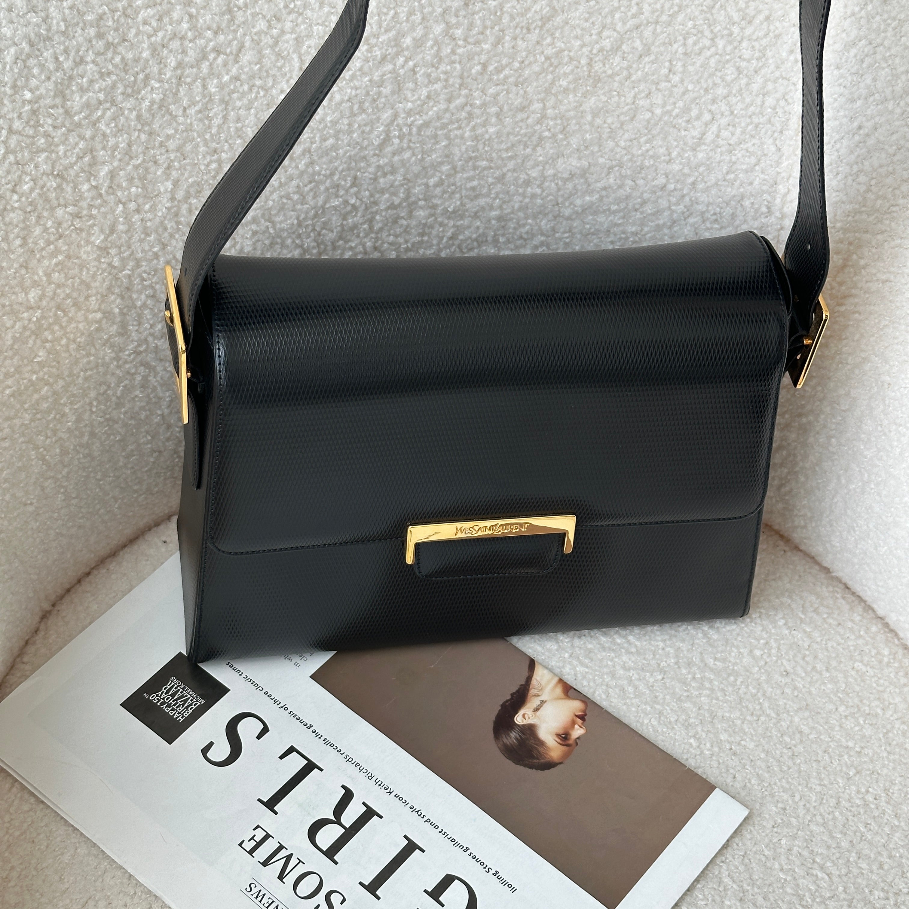 Yves Saint Laurent YSL Black Leather Shoulder Bag – Leluxe Vintage