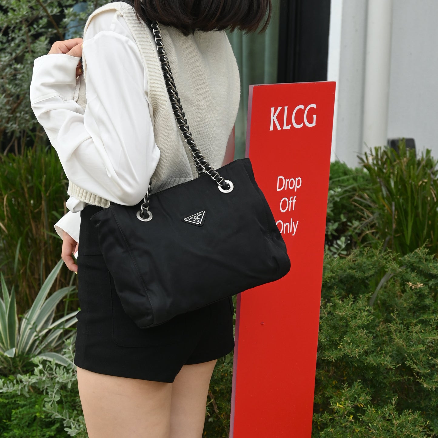 Prada Nylon Chain Shoulder Bag