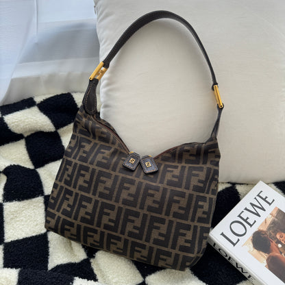 Fendi Zucca Monogram Double Zipper Hobo