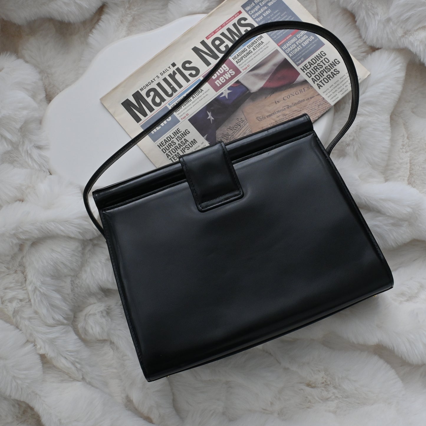 Vintage YSL Black Calf Leather Shoulder Bag