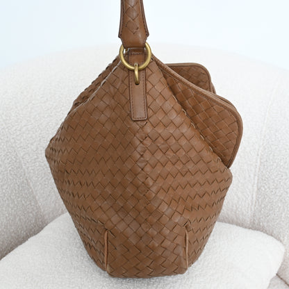 Bottega Veneta Intrecciato Hobo Double Flap Bag