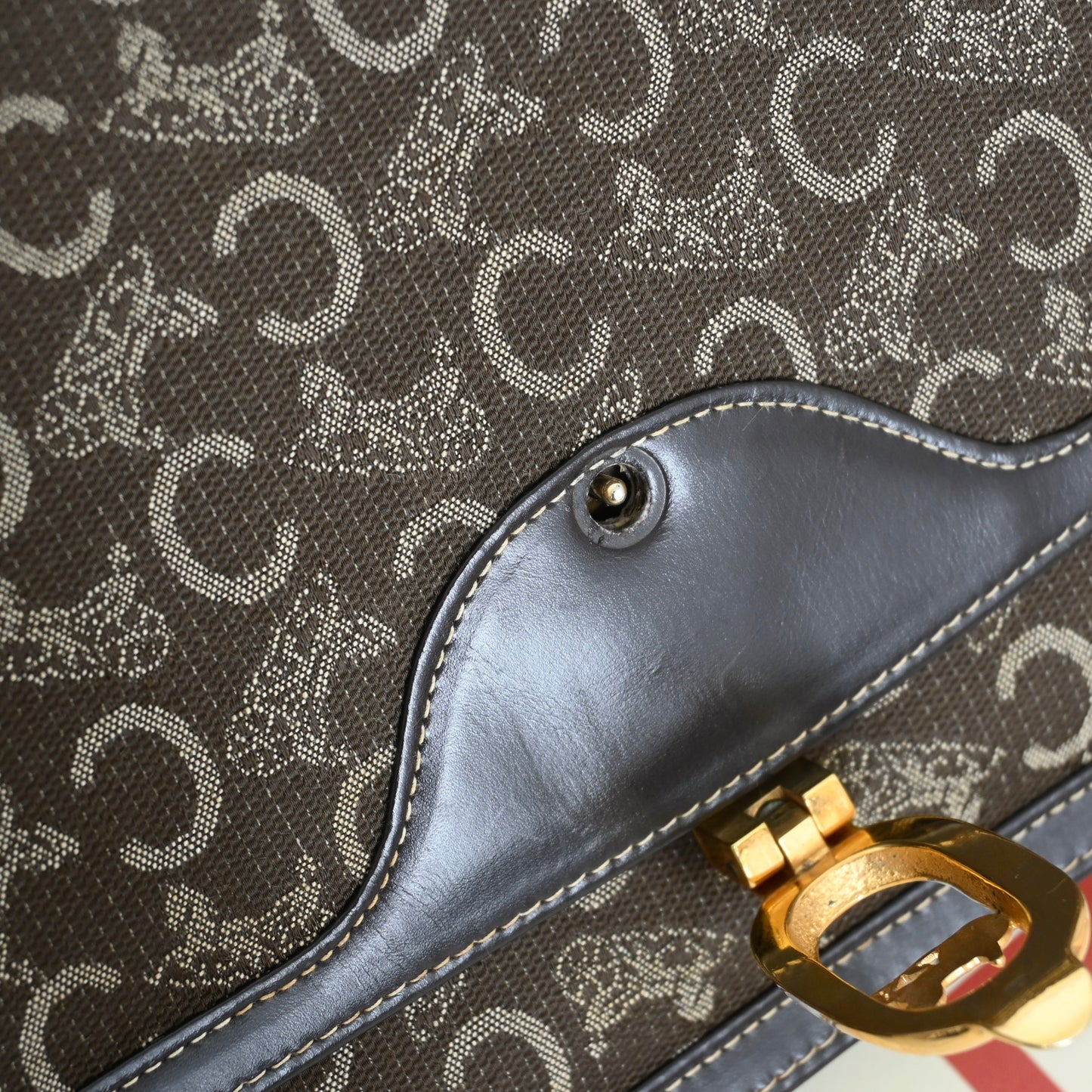 Celine Horse Carriage Brown Macadam Cloth Shoulder Bag