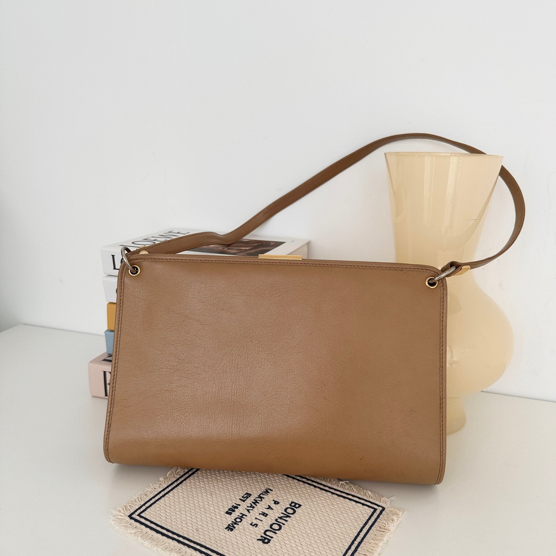 Christian Dior Leather Shoulder Bag Beige - Leluxe Vintage Sdn. Bhd.
