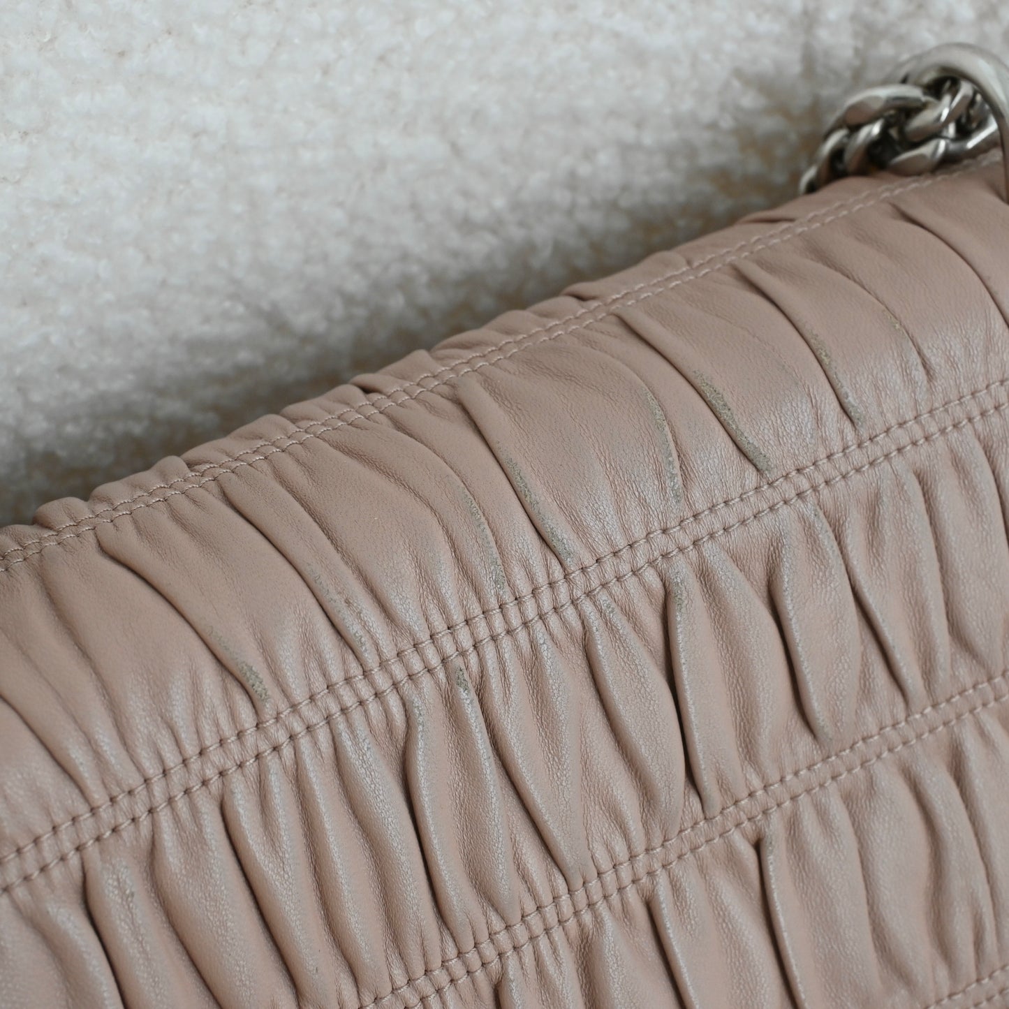 Prada Dusty Pink Gaufre Chain Flap Bag