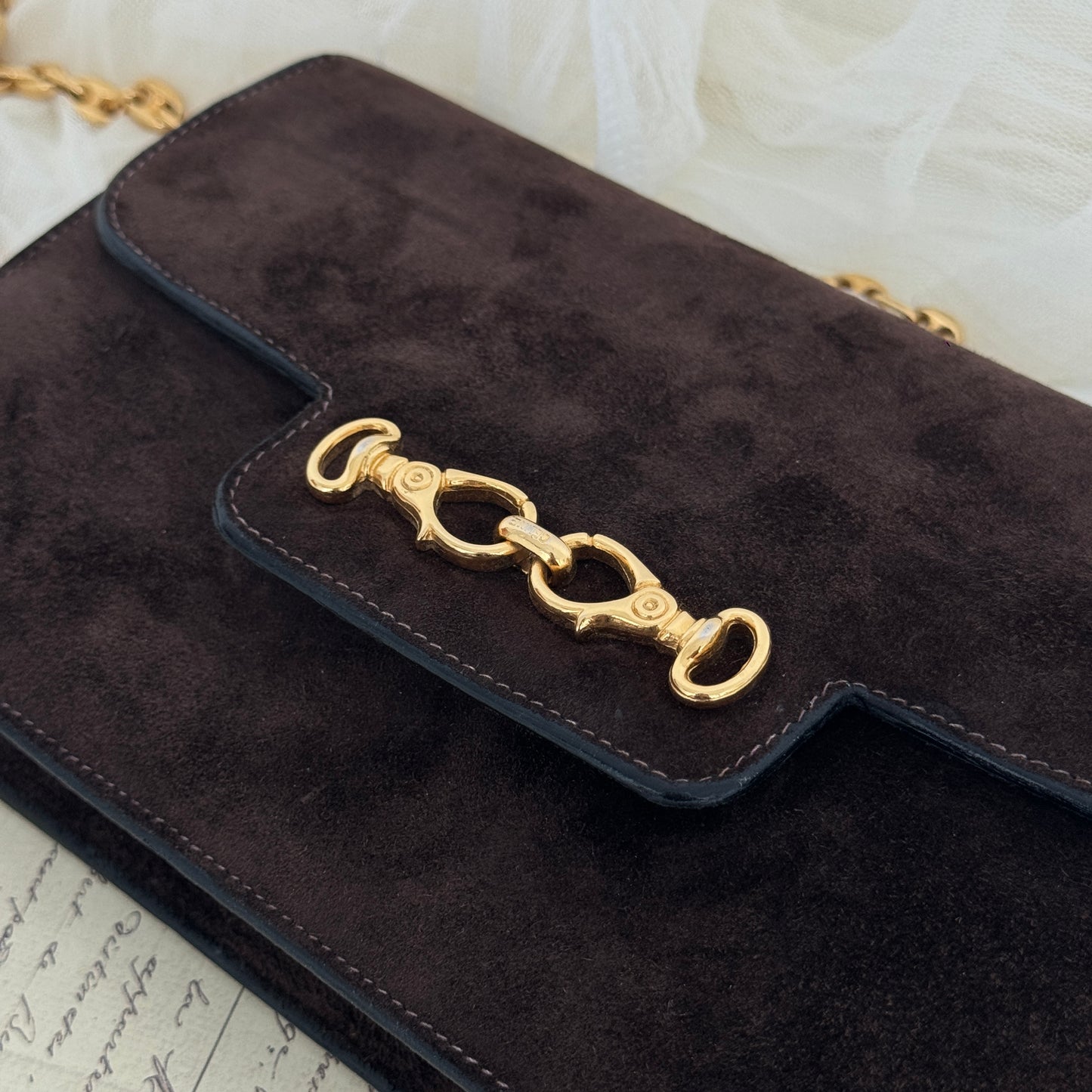 Celine Triomphe Suede Chain Bag