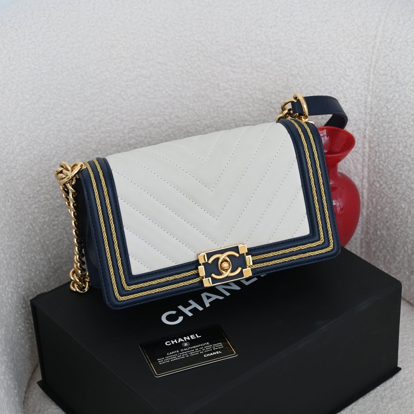 Chanel Cruise Chevron Boy Old Medium Braided Flap